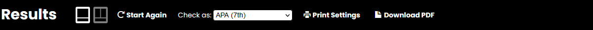 Screenshot showing the top bar options within Recite results page