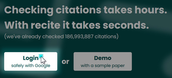 Recite login and demo options